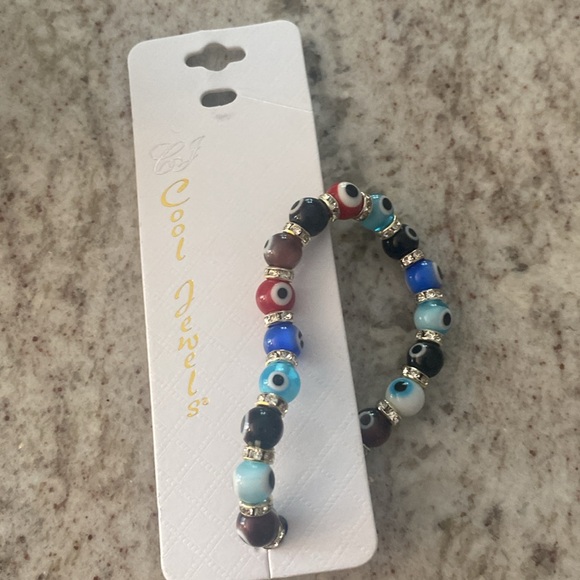 Evil eye stretch beaded colorful bracelet. Rainbow NWT - Picture 4 of 4